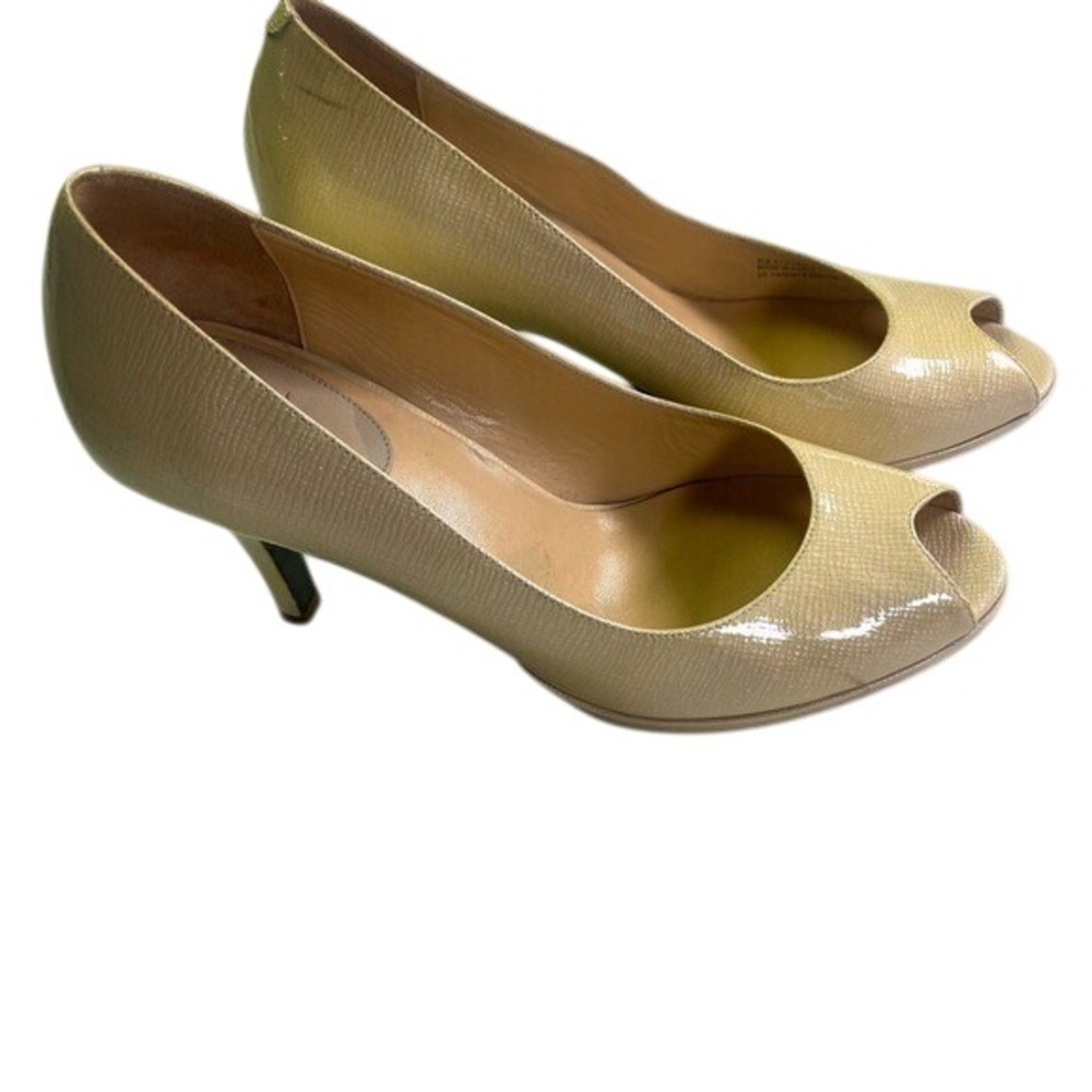 Cole Haan Pale Yellow Patent Leather Peep-Toe Women's 9.5 Heels